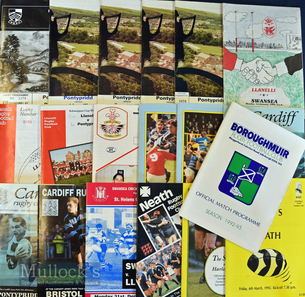 1990-93 Mixed UK Club Rugby Programmes (19): Pontypridd v Pontypool 1990, 1991(2), Llanelli 1991,