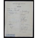 1974 British Lions to S Africa Autograph Sheet: Arguably one of the greatest ever rugby teams, “