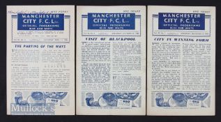 1945/46 War League Manchester City v Bury, v Blackpool, v Manchester Utd at Maine Road. Slight