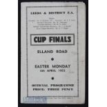 Leeds & District FA Cup Final at Elland Road, match programme 6 April 1953 featuring Leeds Utd Colts