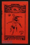 1934/35 Arsenal v Wolverhampton Wanderers Div 1 match programme 1st December 1934. Heavy rust