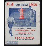 1938 FA Cup final souvenir match programme (Victor) 8 pages large newspaper style Huddersfield