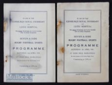 1936 & 1938 Edinburgh Rugby Sevens Programme: 8pp thick paper issues, first with staples rusted &