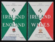 1956 & 1957 Irish Home Rugby Programmes (2): Ireland prevented a Welsh Grand Slam by winning 11-3