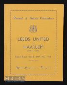 Festival of Britain match programme Leeds Utd v Haarlem 14 May 1951. Good.