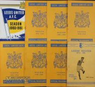 Selection of Leeds Utd home match programmes to include 1949/50 Bradford PA, 1954/55