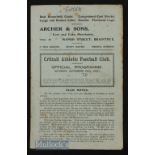 1934/35 Crittall Athletic v Harwich & Parkeston FAC 29 September 1934, creases, name on cover.