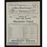 1930/31 West Ham Utd v Manchester Utd Div. 1 match programme 11 October 1930 at Boleyn Ground,