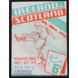 1947 Ireland v Scotland match programme 4 October at Windsor Park. Fair-good.