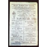 1962/63 Lancashire Cup Chester v Manchester Utd football programme 28 November 1962 at Sealand Road.