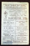 1962/63 Lancashire Cup Chester v Manchester Utd football programme 28 November 1962 at Sealand Road.