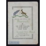 V Rare 1928 S Africa v NZ Rugby Signed Banquet Menu: Stunning, seldom-seen 4pp stiff card compact
