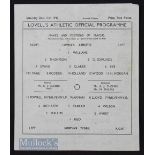 1948/49 Southern League Lovells Athletic v Merthyr Tydfil 11 December 1948, single sheet.