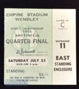 1966 World Cup match ticket July 23 England v Argentina at Wembley ¼ final game. Good. NB: The