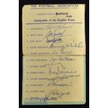 Signed England 1953 Team Sheet featuring Merrick, Ramsey, L Smith, B Wright, M Barrass, J Dickinson,