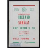 1950 Republic of Ireland v Norway 26 November 1950 at Dublin. Good.