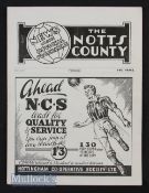 1937/38 Notts County v Southend Utd Div 3 (S) match programme 19 March. Slight crease, o/wise good.