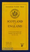 1939 Scarce Scotland v England Rugby Programme: The Scots had gone from war to war with barely a