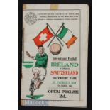 1936 F.A.I.F.S Ireland v Switzerland at Dalymount Park international match programme St Patrick’s