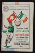 1936 F.A.I.F.S Ireland v Switzerland at Dalymount Park international match programme St Patrick’s