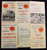Lancashire County Rugby League Challenge Cup Final programmes to include 1963 Leigh v St Helens,