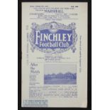 1932/33 Finchley v Barnet friendly match 27 December 1932 at Summers Lane, pencil team changes,