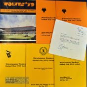 Wolves Annual report and Statement of Accounts 1976, 1977, 1978, 1979, 1980; also Wolves ’79