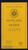 1931 Scarce Scotland v France Rugby Programme: The Scots won 6-4 in this last ‘Old Alliance’ clash