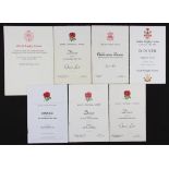 Rugby Dinner Menus of English & Welsh interest (7): Four English, three Welsh: to include WRU