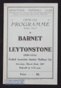 1947 FA Amateur Cup semi-final Barnet v Leytonstone at Brentford 22 March 1947, 4 pages. Slight