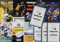 1958-2011 Barbarians (inc ‘Away’) v Australia Rugby Programmes (12): Inc some large format, a
