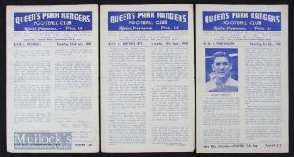 1945/46 London Combination match programmes Queens Park Rangers v Southend Utd, v Portsmouth, v