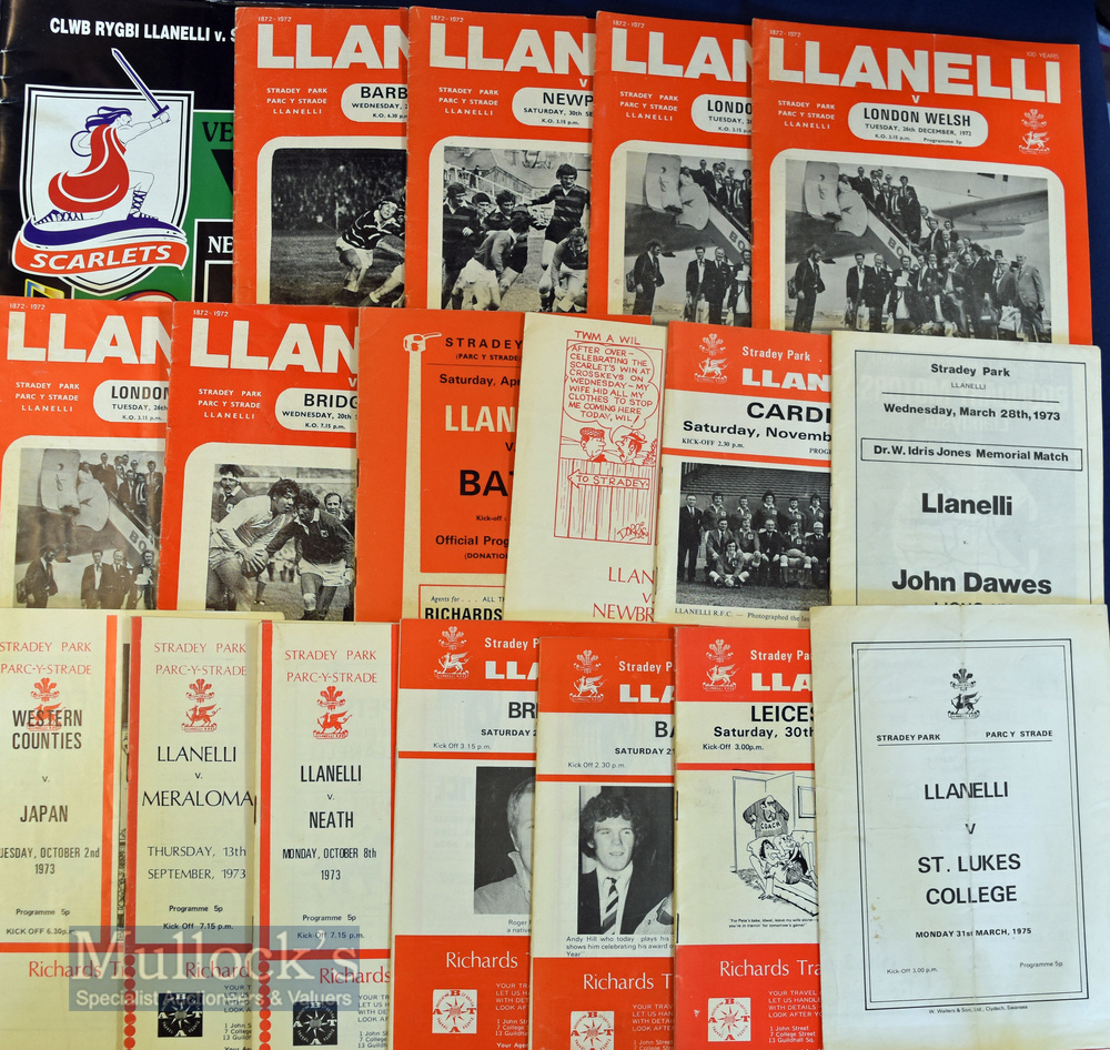 Llanelli home Rugby Programmes 1970-1997 (25): To incl v Australia 1966, South Africa 1970 and NZ (