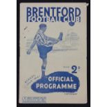 1946/47 Brentford v Manchester Utd 12 April 1947. Slight tear to top edge, crease.