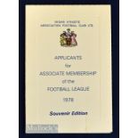 1978 Wigan Athletic official Application to join the Football League as an Associate Member,