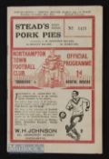 1935/36 Northampton Town v Bristol Rovers FAC match dated 30 November 1935, has been folded, kept