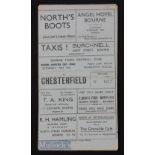 1949 Bourne Hospital Cup Final Bourne Town v Chesterfield match programme 14 May 1949, fold out