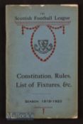 1919/20 Scottish Football League handbook with constitution, rules, fixtures, club details and