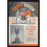 1956/57 Manchester United v Southampton football programme FA Youth Cup Semi Final date 8 Apr,