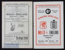 1947 Wales v England, 1951 Wales v England match programmes at Ninian Park (2) Minor age wear,