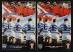 Argentina v Wales 1999 Test Rugby Programmes (2): both test issues from a famous Welsh two game