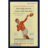 1939 Rare and Famous Wartime Four Nations Rugby Programme: Hugely desirable E/W v S/I Red Cross