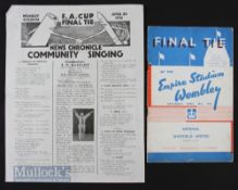 1936 FA Cup Final match programme Arsenal v Sheffield Utd at Wembley. Slight crease, rusty