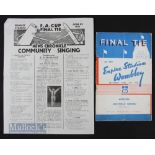 1936 FA Cup Final match programme Arsenal v Sheffield Utd at Wembley. Slight crease, rusty