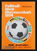 1974 World Cup Australia v East Germany at Hamburg. Fair-good.