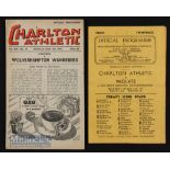 1946/47 Wolverhampton Wanderers v Charlton Athletic match programmes (15 March) plus reverse fixture