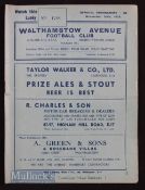 1938/39 Walthamstow Avenue v Tunbridge Wells Rangers programme 26 November 1938 FAC match. Fair,