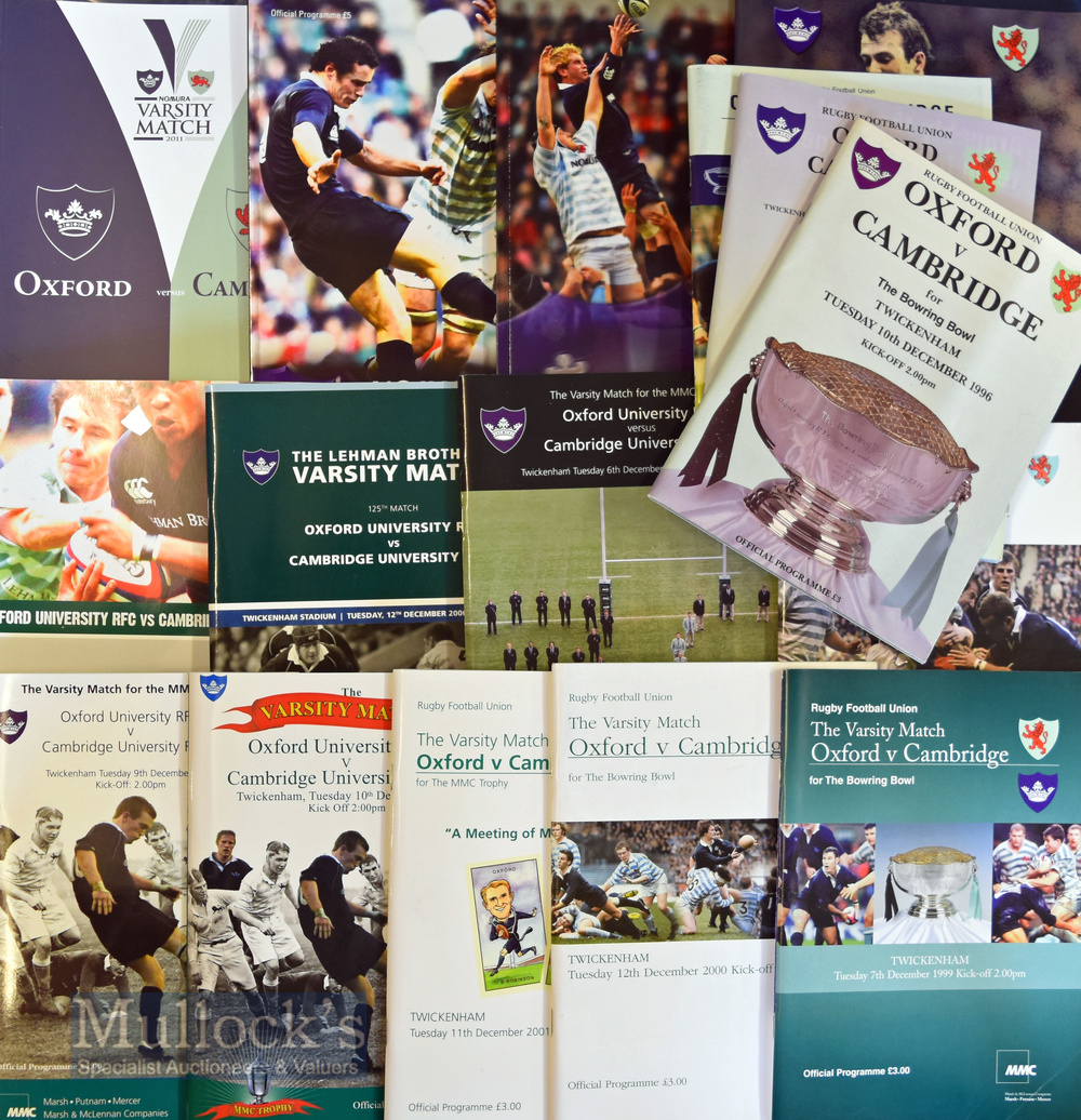 Varsity Oxford/Cambridge Rugby Programmes 1996-2011 inclusive (16): Lovely run of often very