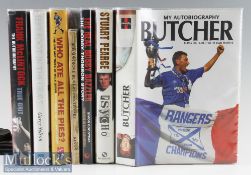 7x Signed Various Football Books to include Frank McLintock, Terry Butcher, Stuart Pearce, Bobby