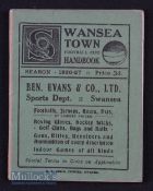 1926/27 Swansea Town handbook full of stats, photos and general information including results/
